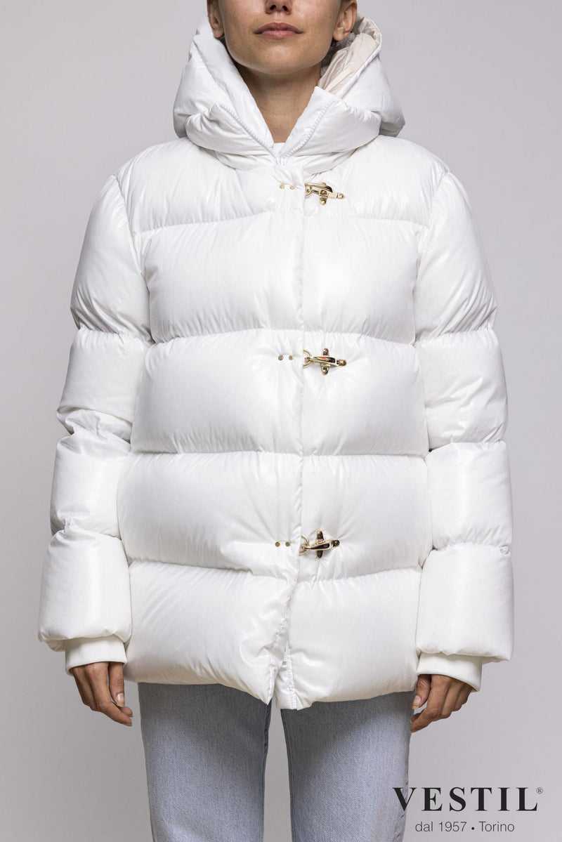 FAY, down jacket with hood, white, women