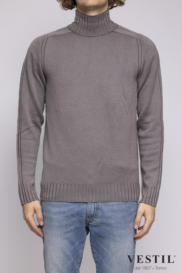 A TRIP IN A BAG, ribbed turtleneck sweater, grey, men