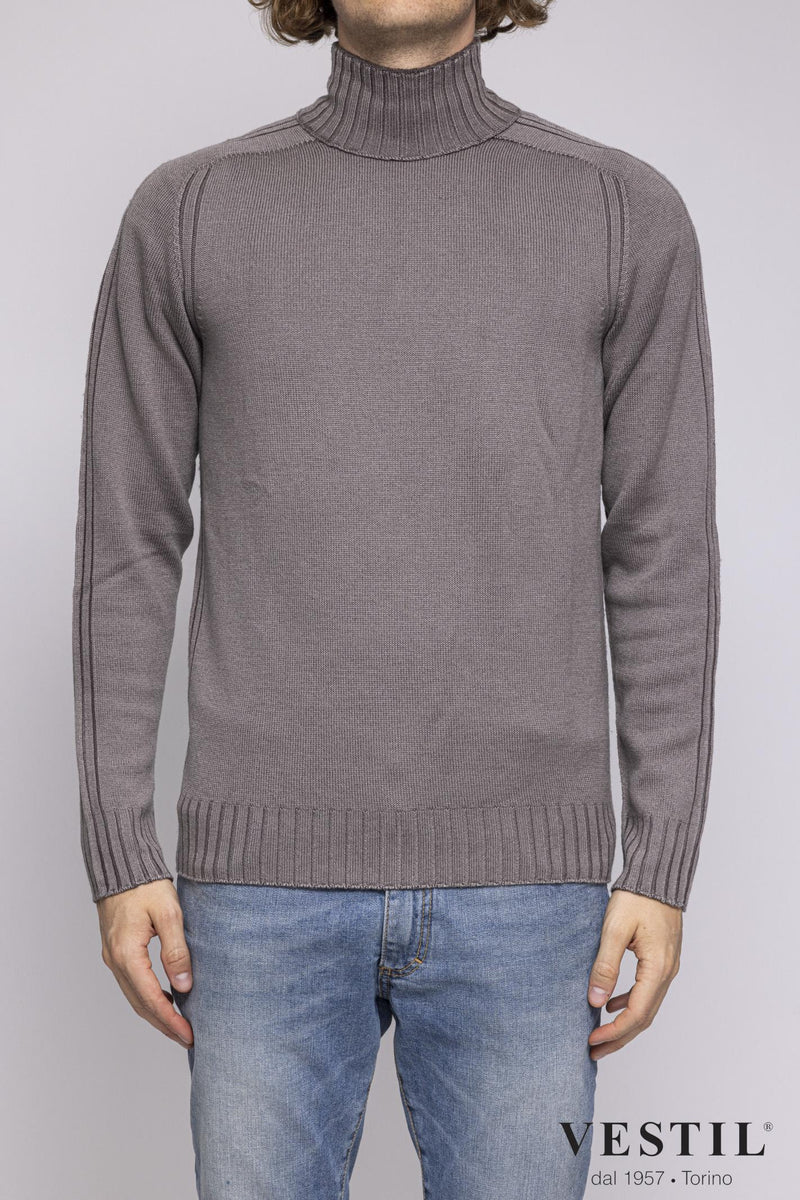 A TRIP IN A BAG, ribbed turtleneck sweater, grey, men
