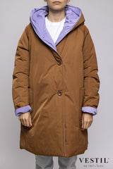 WOMEN'S OOF WEAR JACKET, REVERSIBLE WITH THERMAL PADDING, BROWN AND LILAC
