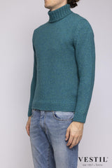 SETTEFILI CASHMERE, Turtleneck sweater in wool blend, teal, man