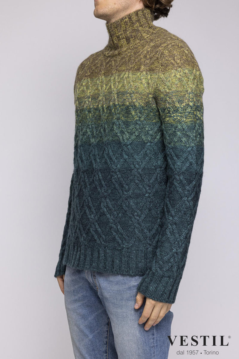 PT01, Wool blend turtleneck sweater, green, man