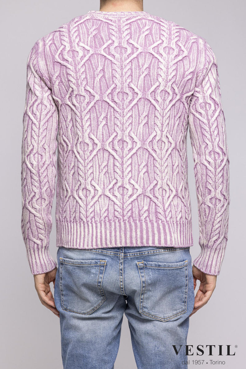ALTEA, Crew-neck sweater with wool braid, pink, man