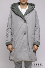 WOMEN'S OOF WEAR JACKET, REVERSIBLE WITH HOOD, GRAY AND GREEN