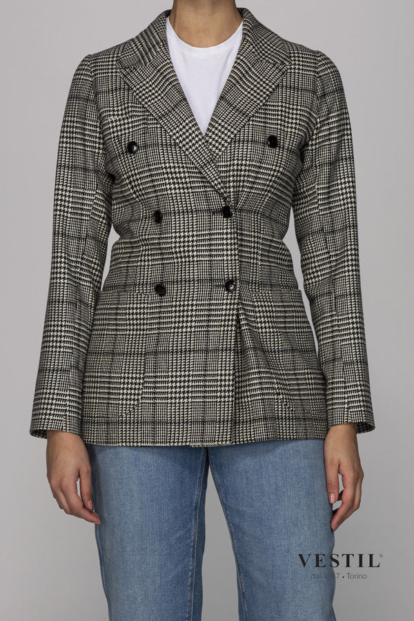 WOMEN'S MASSIMO PIOMBO JACKET, DOUBLE BREASTED, BLACK AND WHITE