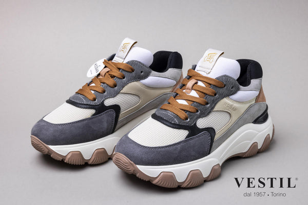 Hogan, sports shoe, beige gray black, women