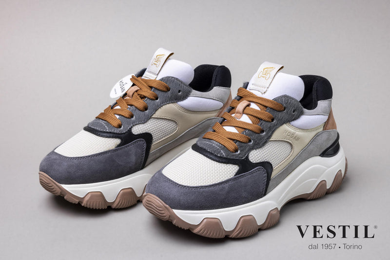 Hogan, sports shoe, beige gray black, women
