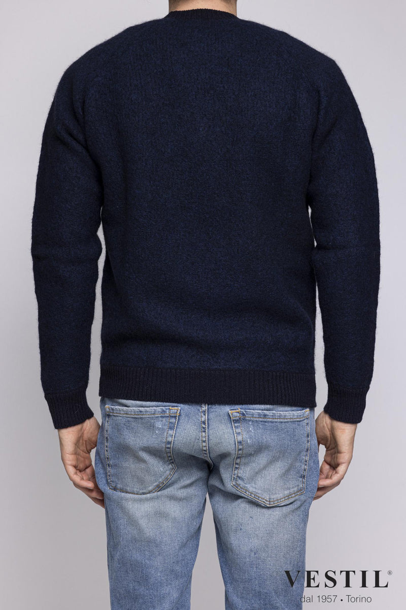 RAKKI, Wool crew neck sweater, blue, man