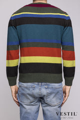 GALLO, Cashmere crew-neck sweater, mixed color pattern