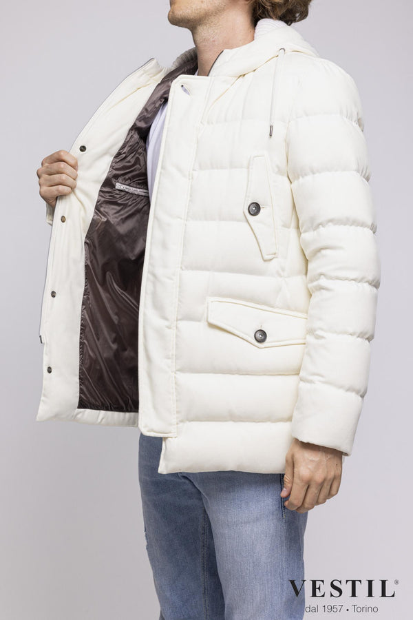 MEN'S HERNO JACKET, NORFOLK WOOL PARKA, WHITE 