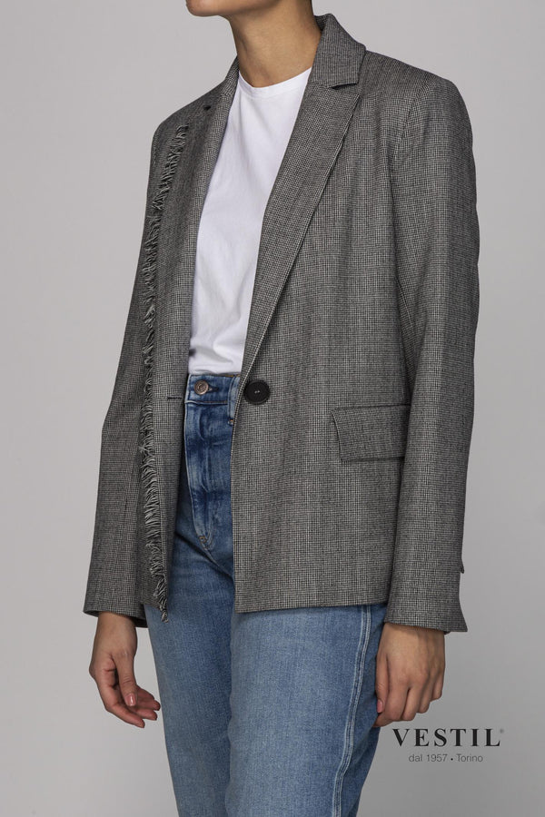 ANTONELLI WOMEN'S JACKET, FRINGED, MOUSE GREY