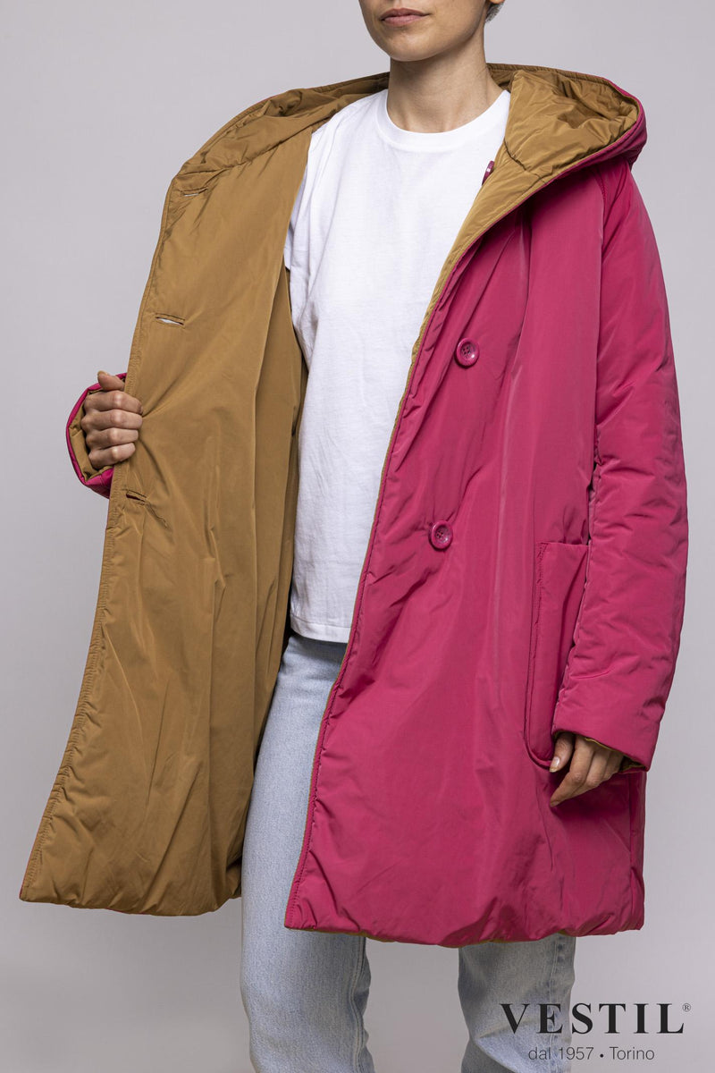 WOMEN'S OOF WEAR JACKET, REVERSIBLE WITH HOOD, COPPER AND SALMON