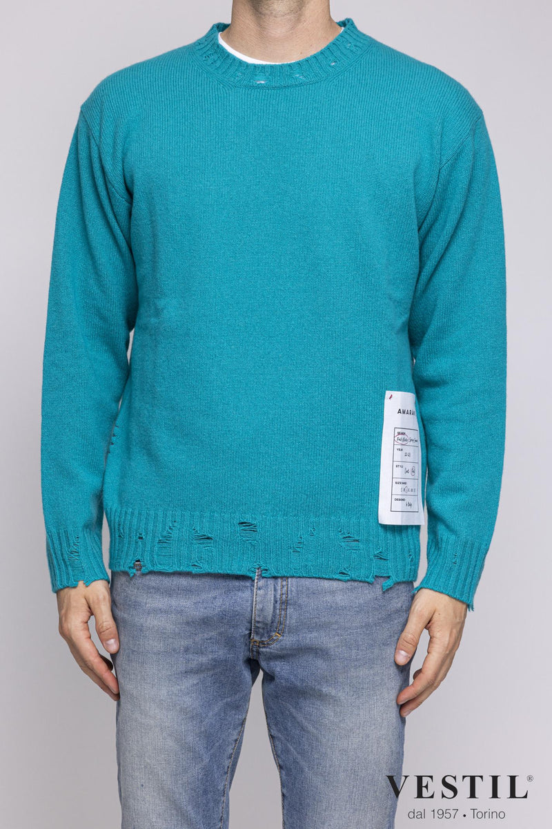 AMARANTO, Crew-neck sweater, cashmere, light blue, unisex
