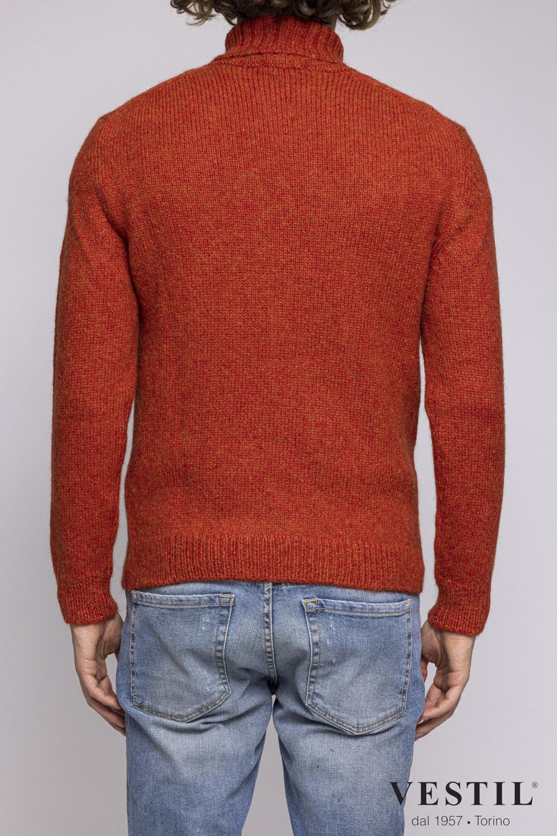 SETTEFILI CASHMERE, Turtleneck sweater, wool blend, orange, man