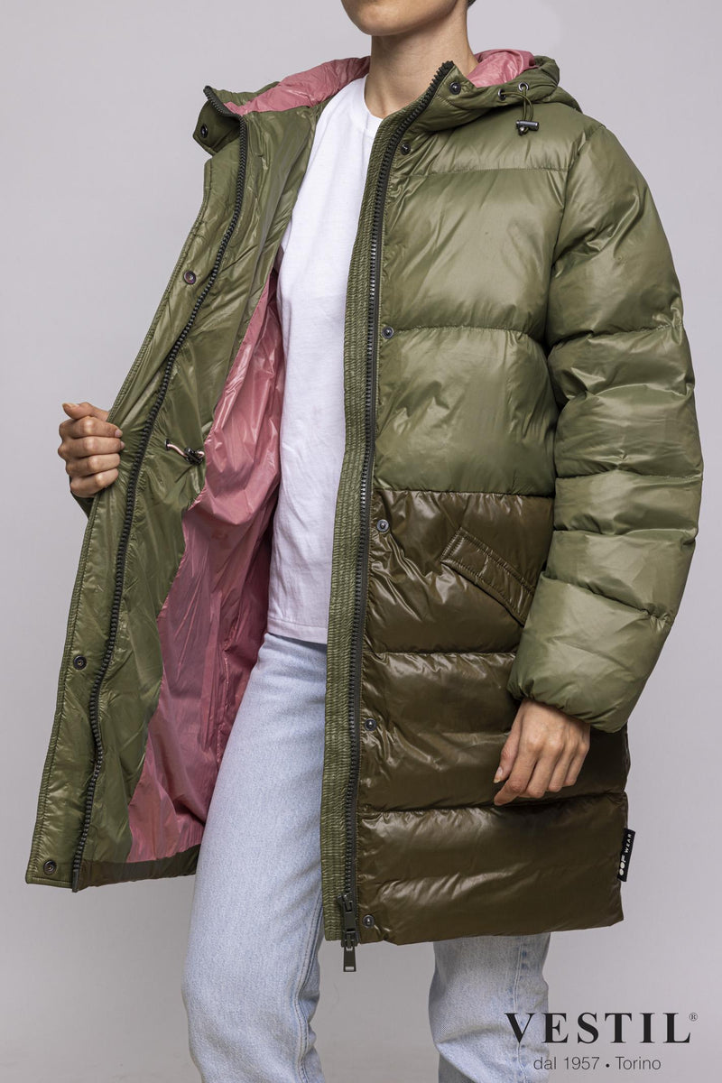 WOMEN'S OOF WEAR JACKET, DOWN JACKET, TWO-TONE GREEN