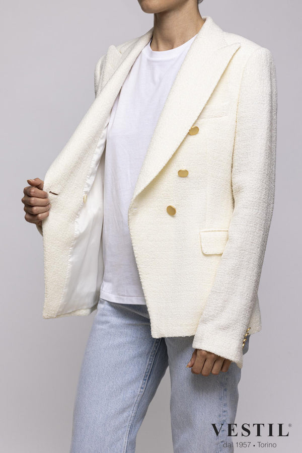 WOMEN'S CUTTER JACKET, BRUSHED WOOL BLEND, CREAM