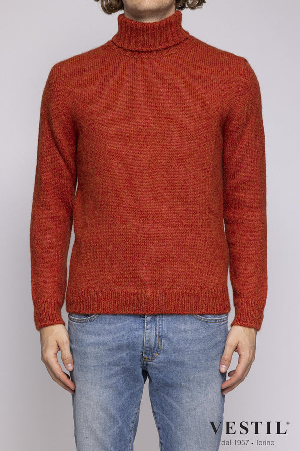 SETTEFILI CASHMERE, Turtleneck sweater, wool blend, orange, man