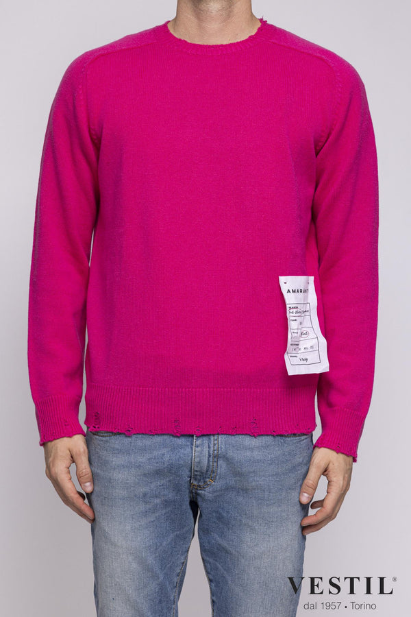 AMARANTO, Crew-neck sweater, cashmere, fuchsia, unisex