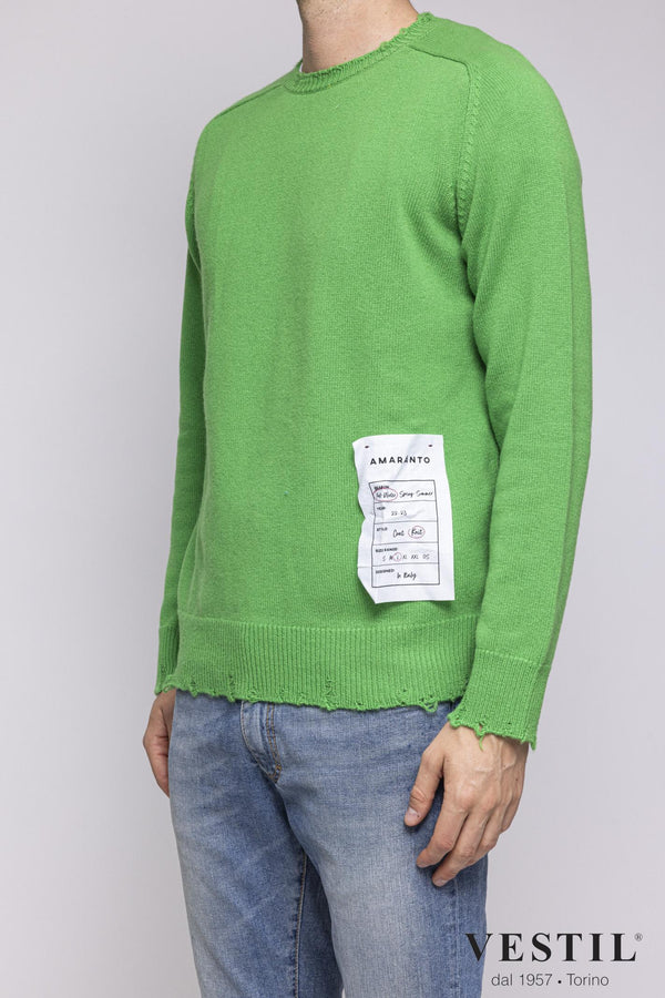 AMARANTO, Cashmere crew-neck sweater, green, man