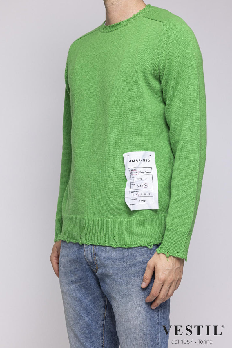 AMARANTO, Cashmere crew-neck sweater, green, man