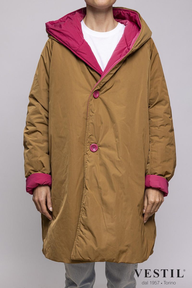 WOMEN'S OOF WEAR JACKET, REVERSIBLE WITH HOOD, COPPER AND SALMON