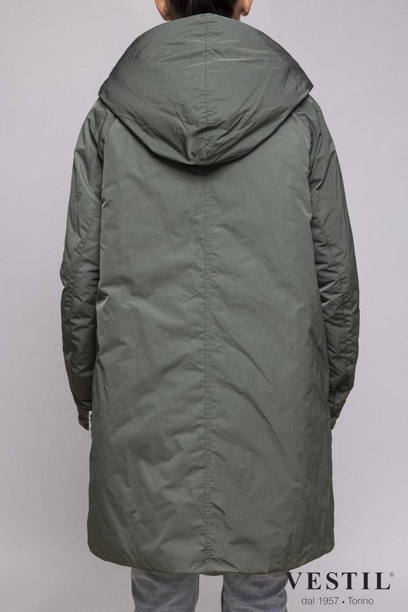 WOMEN'S OOF WEAR JACKET, REVERSIBLE WITH HOOD, GRAY AND GREEN