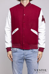 College man white bomber jacket