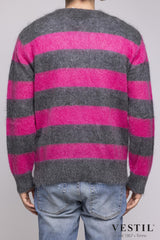AMARANTO, Crew-neck sweater, mohair blend wool, fuchsia grey, unisex