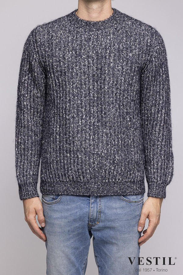 SETTEFILI CASHMERE, Crew-neck sweater, wool and cotton blend, grey, man
