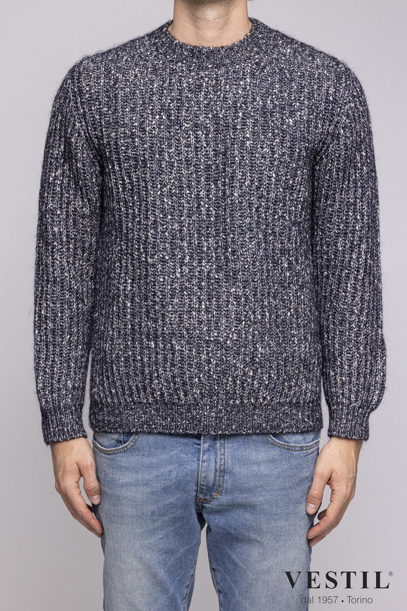 SETTEFILI CASHMERE, Crew-neck sweater, wool and cotton blend, grey, man