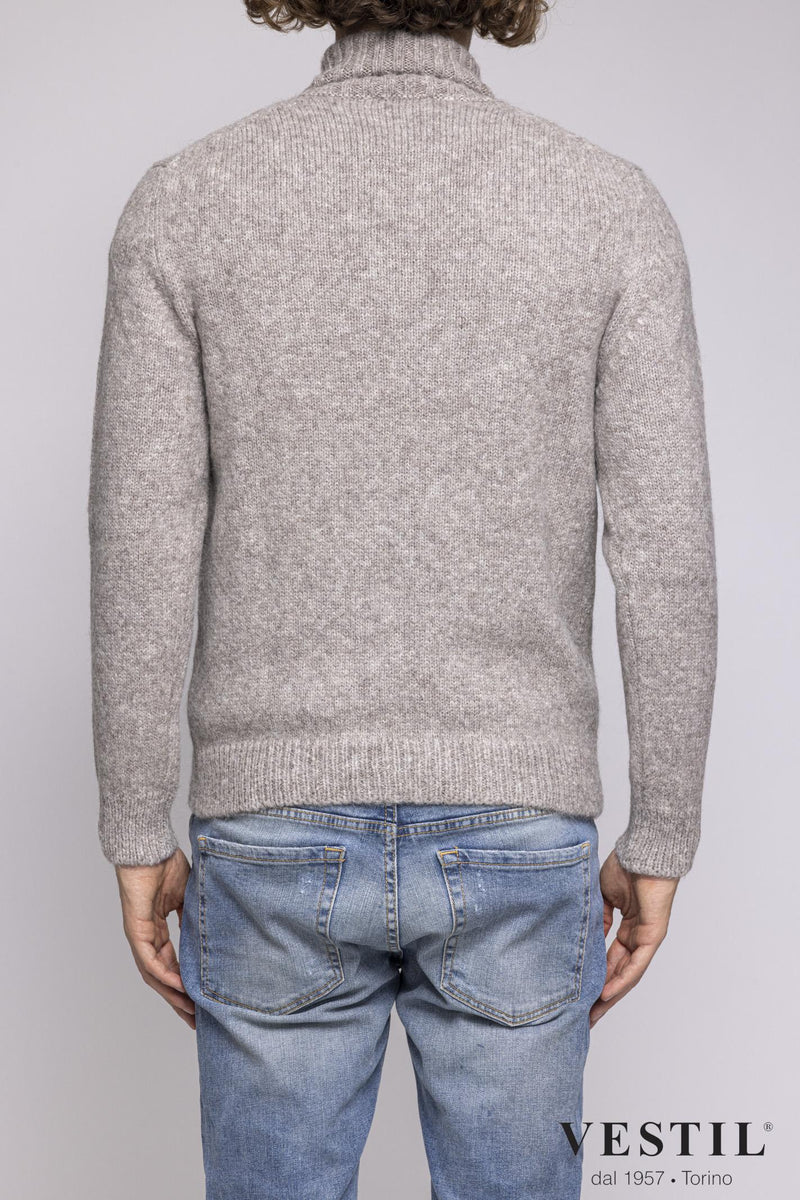 SETTEFILI CASHMERE, Wool blend turtleneck sweater, beige, man