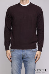 ALTEA, Crew-neck sweater in soft geelong wool, with patches, dark burgundy, man