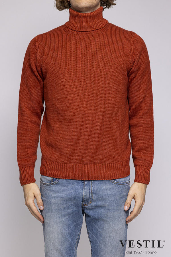 FILIPPO DE LAURENTIS, Turtleneck sweater in wool, silk and cashmere, orange, man