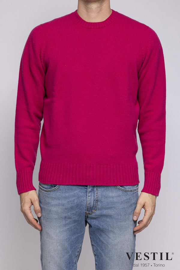JURTA, Crew-neck sweater in wool blend, fuchsia, man