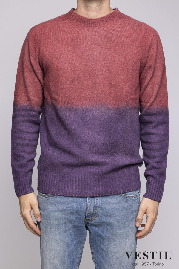 ALTEA, Turtleneck sweater in wool blend, purple and burgundy, man
