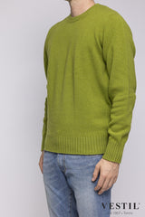 JURTA, Crew-neck sweater in wool blend, acid green, man