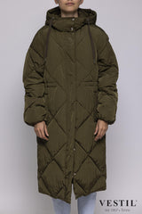 WOMEN'S OOF WEAR JACKET, LONG NYLON, MATTE MILITARY GREEN