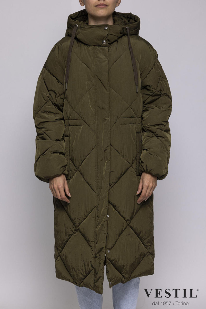 WOMEN'S OOF WEAR JACKET, LONG NYLON, MATTE MILITARY GREEN