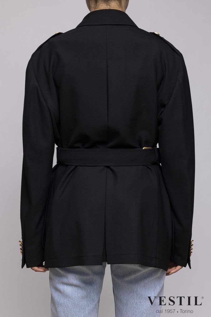 single-breasted - long - belted waist