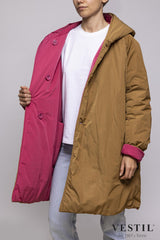 WOMEN'S OOF WEAR JACKET, REVERSIBLE WITH HOOD, COPPER AND SALMON