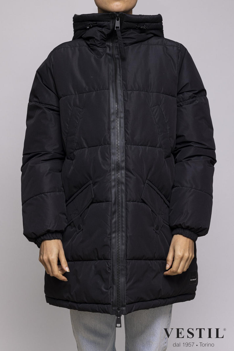 WOMEN'S OOF WEAR JACKET, HOODED DOWN JACKET, BLACK