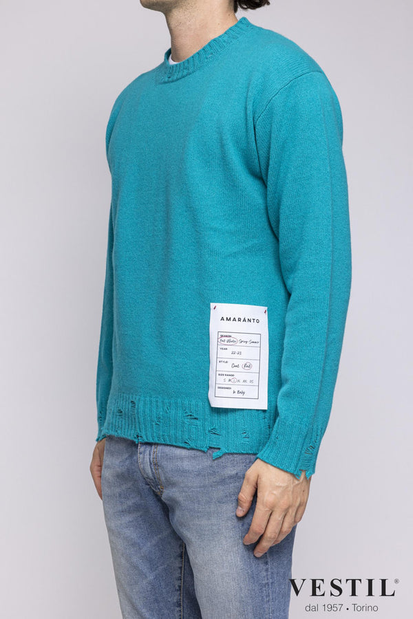 AMARANTO, Crew-neck sweater, cashmere, light blue, unisex