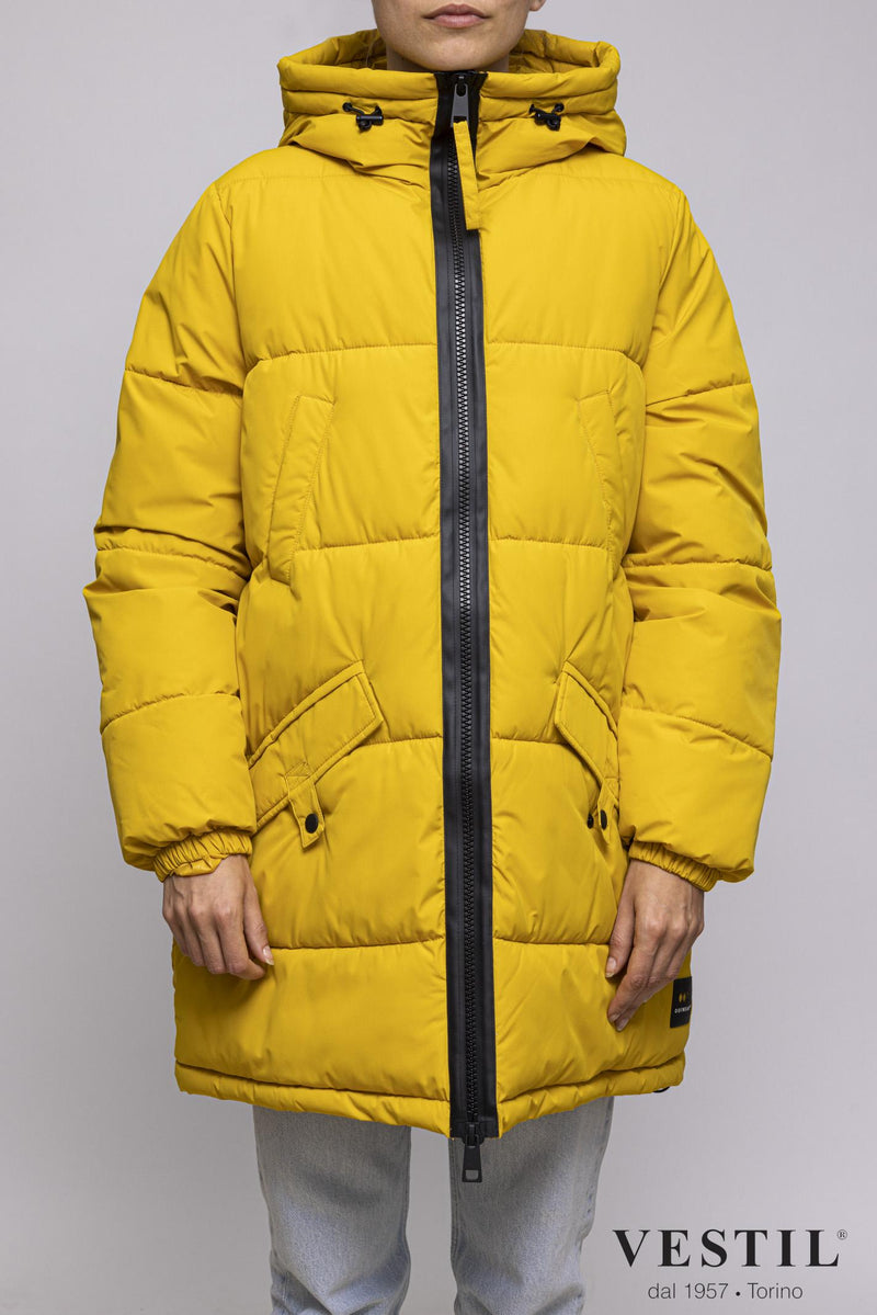 WOMEN'S OOF WEAR JACKET, DOWN JACKET WITH HOOD, YELLOW
