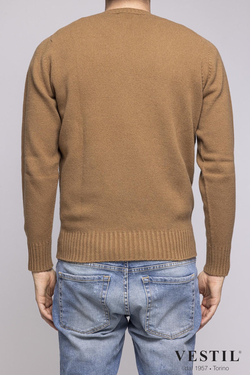JURTA, crew neck sweater, wool blend, camel, man