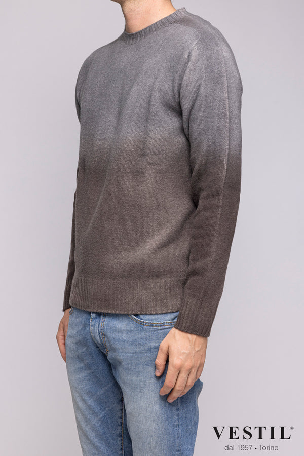 ALTEA, Turtleneck sweater in wool blend, gray and brown, man