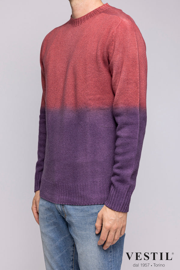 ALTEA, Turtleneck sweater in wool blend, purple and burgundy, man