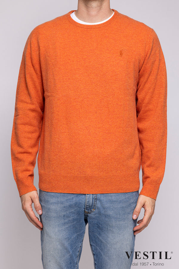 POLO RALPH LAUREN, wool crewneck sweater, orange, man