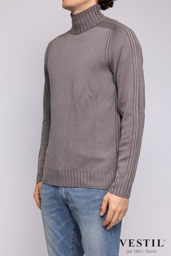 A TRIP IN A BAG, ribbed turtleneck sweater, grey, men