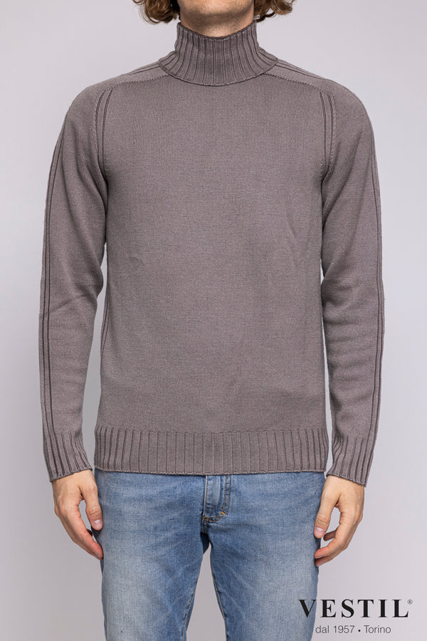 A TRIP IN A BAG, ribbed turtleneck sweater, grey, men