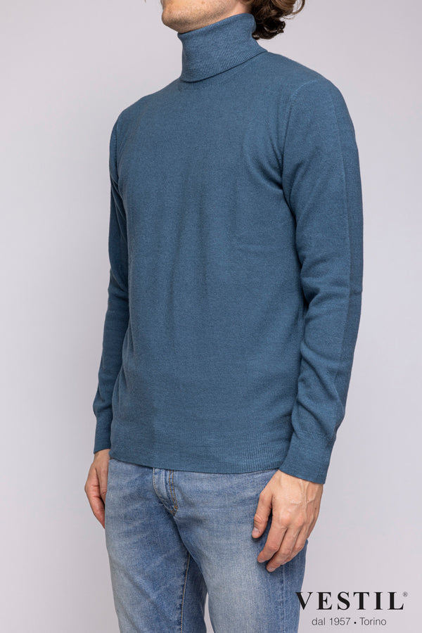 ALTEA, Turtleneck sweater in soft geelong wool, blue, men